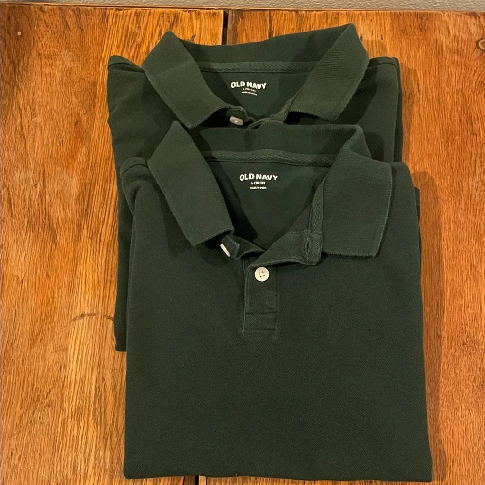 Old Navy Boys Piqué Polo Shirt Bundle of 3 (Green/Navy) | Size 10/12